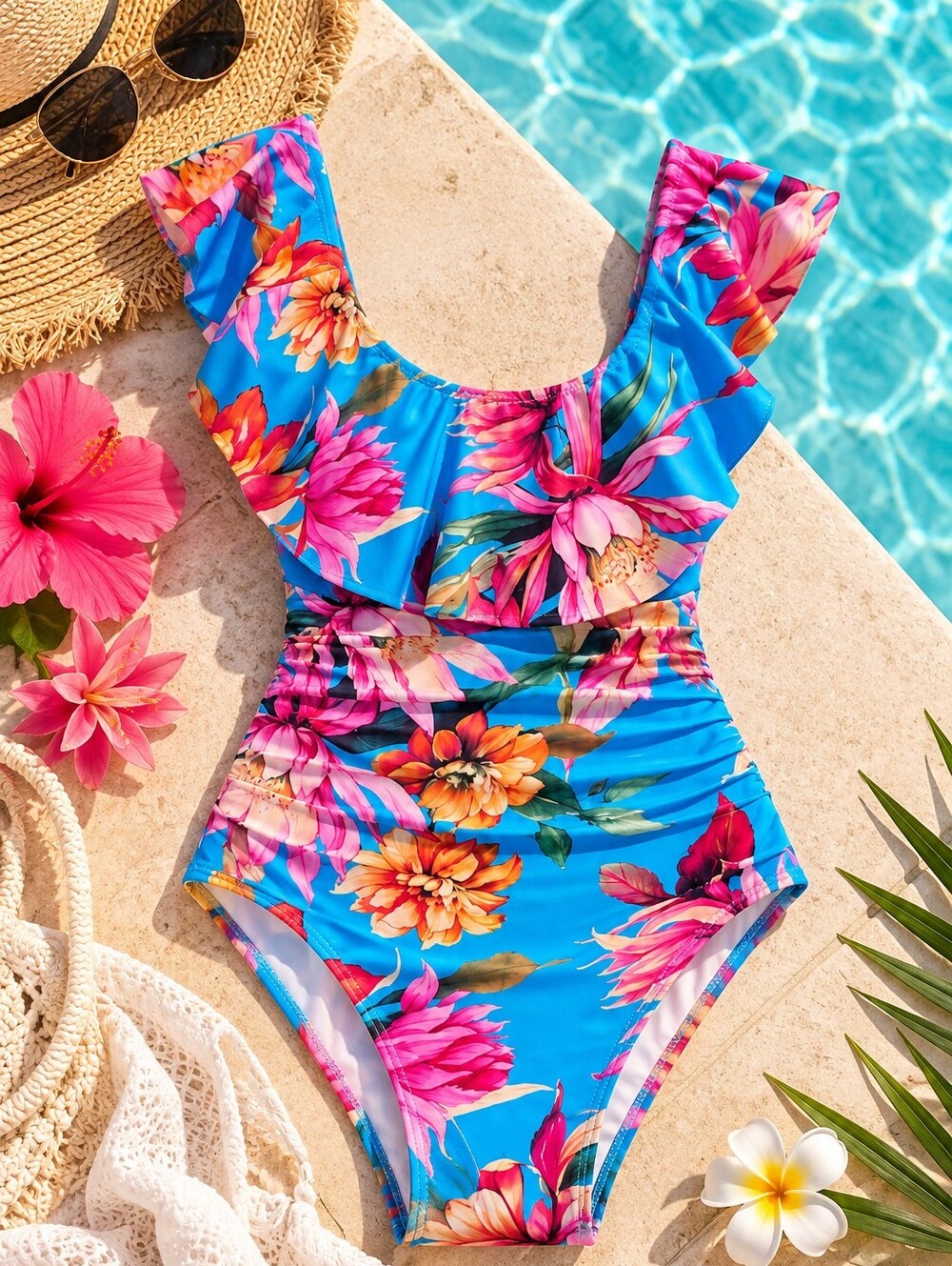 ☀️ La Blanca Blue Pink Floral One-Piece Swimsuit - Picture 2 of 8